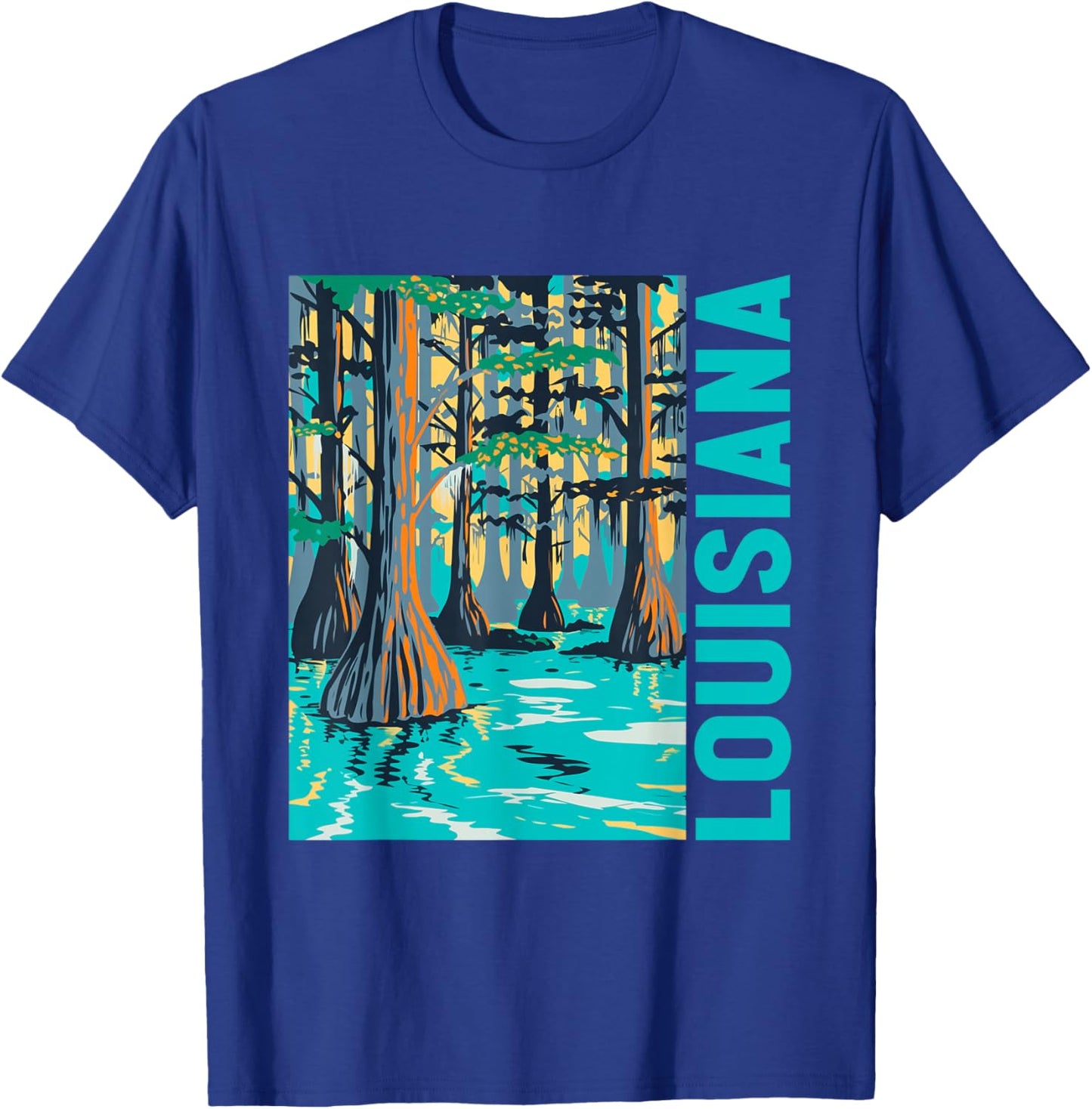 Louisiana Swamp Bald Cypress Tree Louisiana Travel Souvenir T-Shirt - T-Shirt | Royal