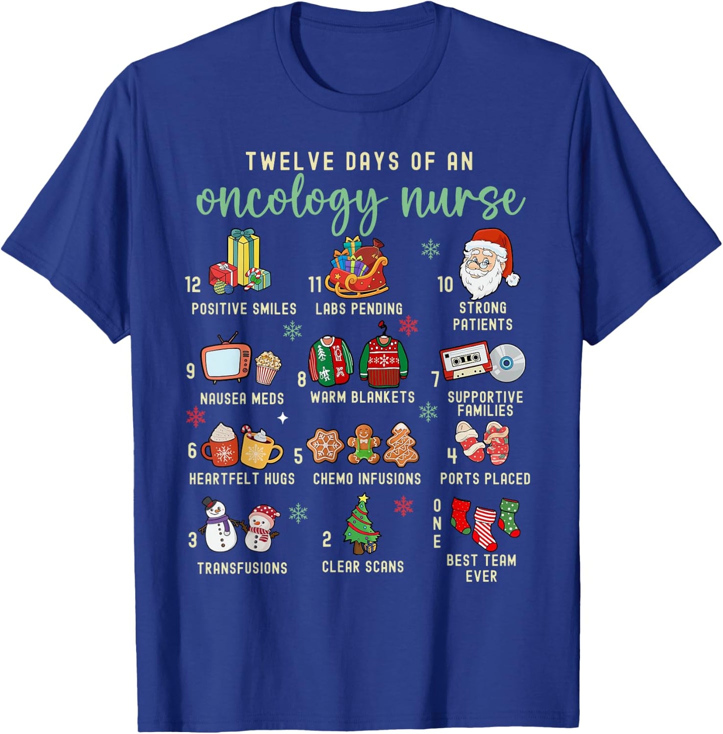 Christmas Oncology Rn Nurse 12 Days Of An Oncology Nurse T-Shirt - T-Shirt | Royal