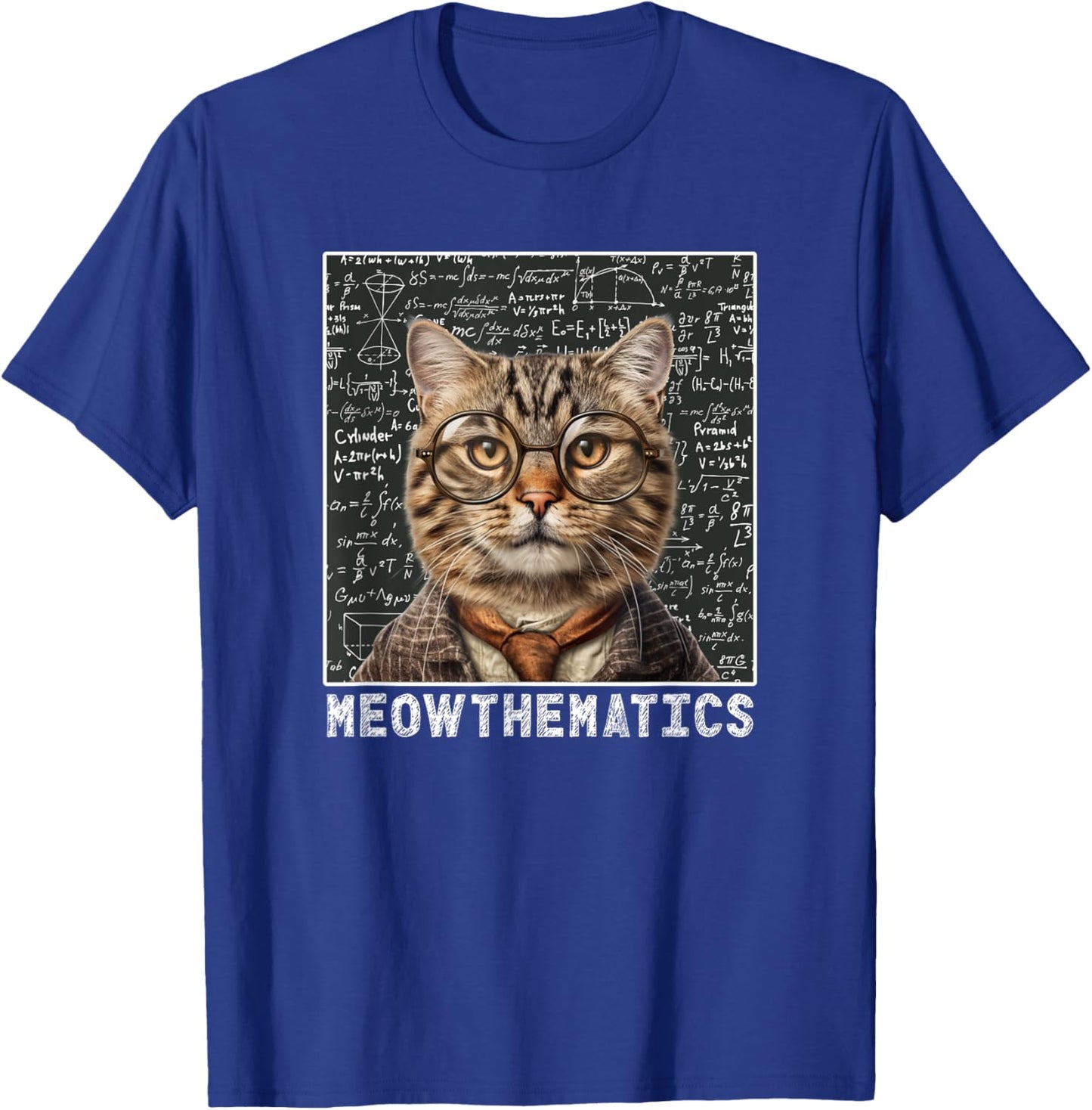 Only Laughs Apparel Meowthematics Cat Math Teacher T-Shirt - T-Shirt | Royal