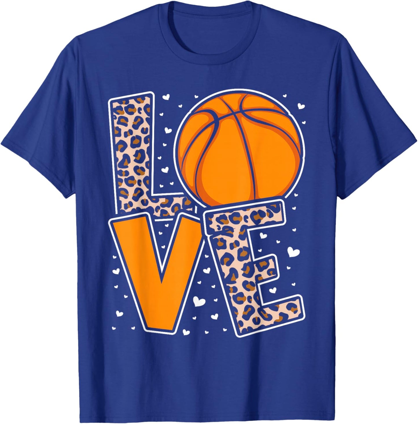 Love Basketball Leopard Print Women Girls Basketball Lover T-Shirt - T-Shirt | Royal