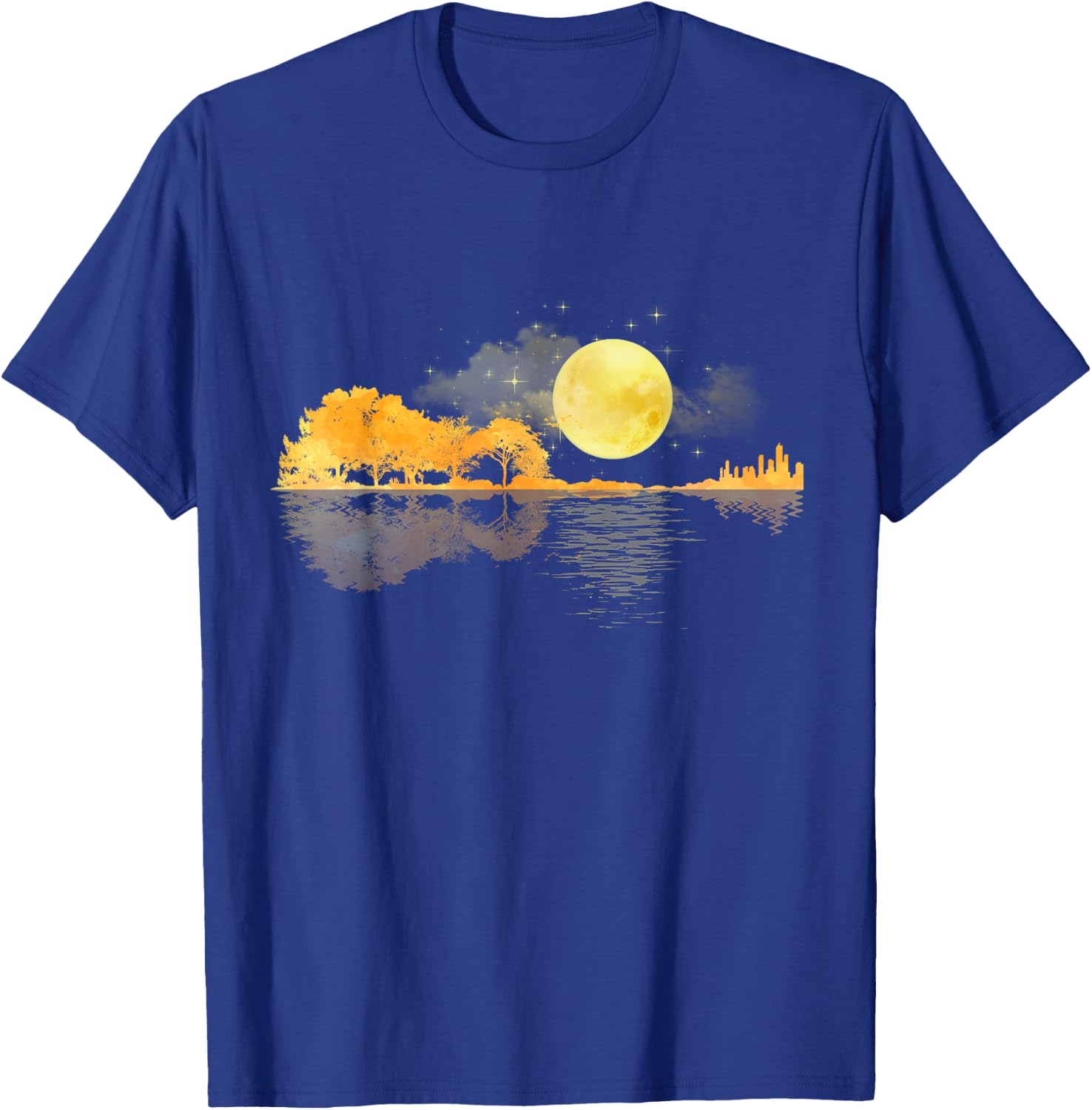 Guitar Nature Moon Retro Style Guitarist Acoustic Guitar T-Shirt - T-Shirt | Royal
