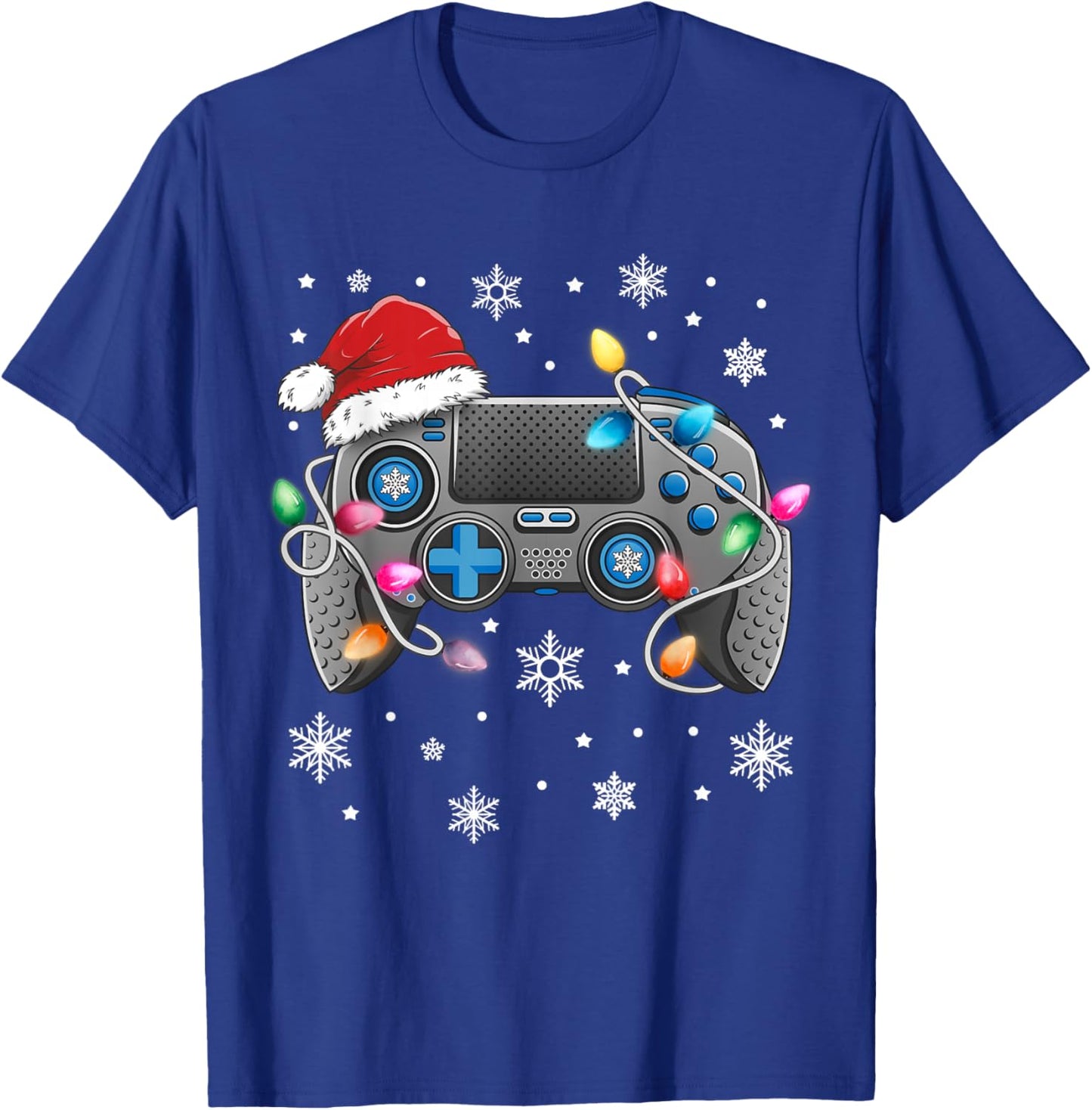Video Game Controller Christmas Santa Hat Gamer Boys T-Shirt - T-Shirt | Royal