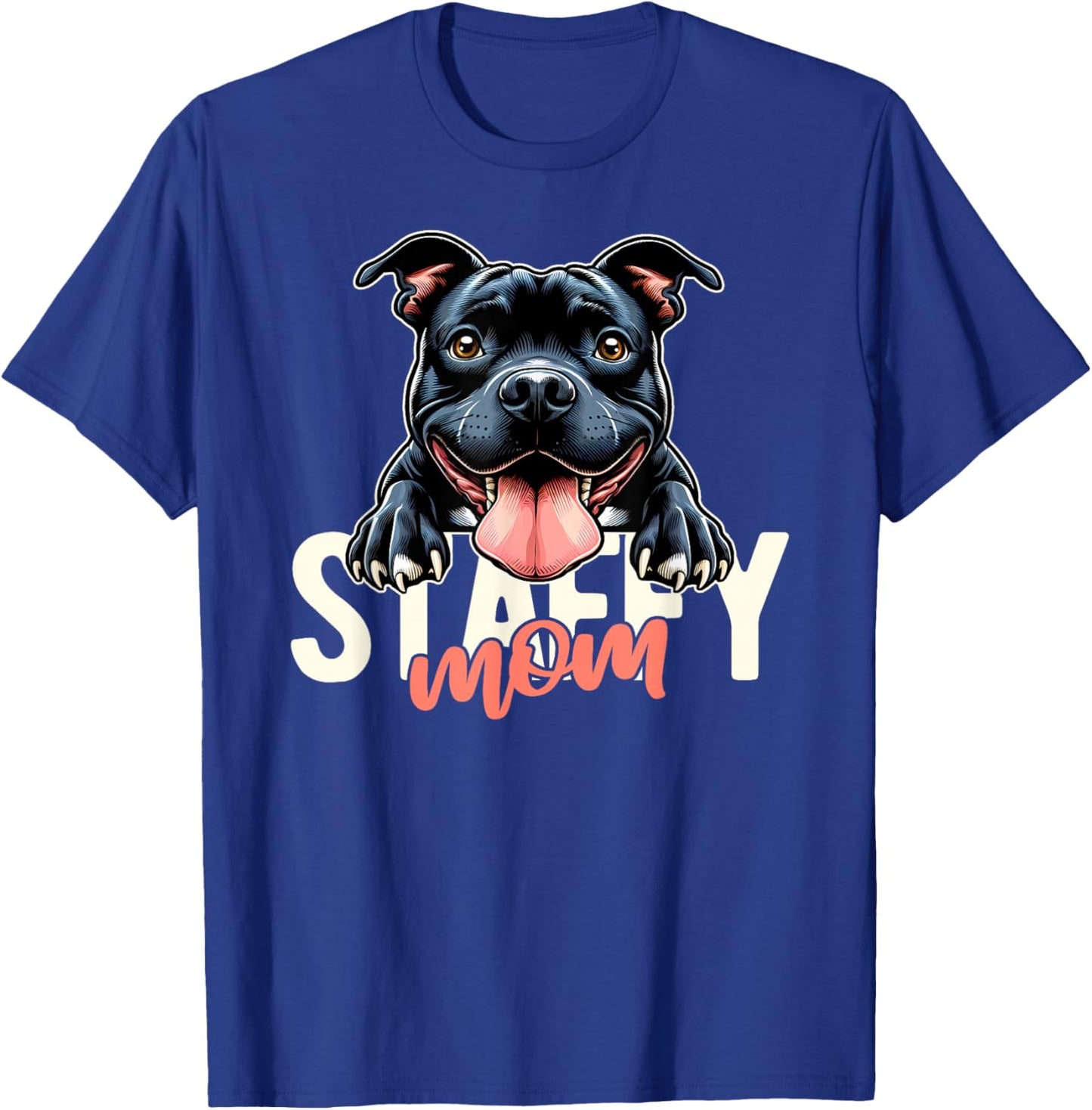 Staffy Mom Staffordshire Bull Terrier Dog Tattoo Funny Women T-Shirt - T-Shirt | Royal