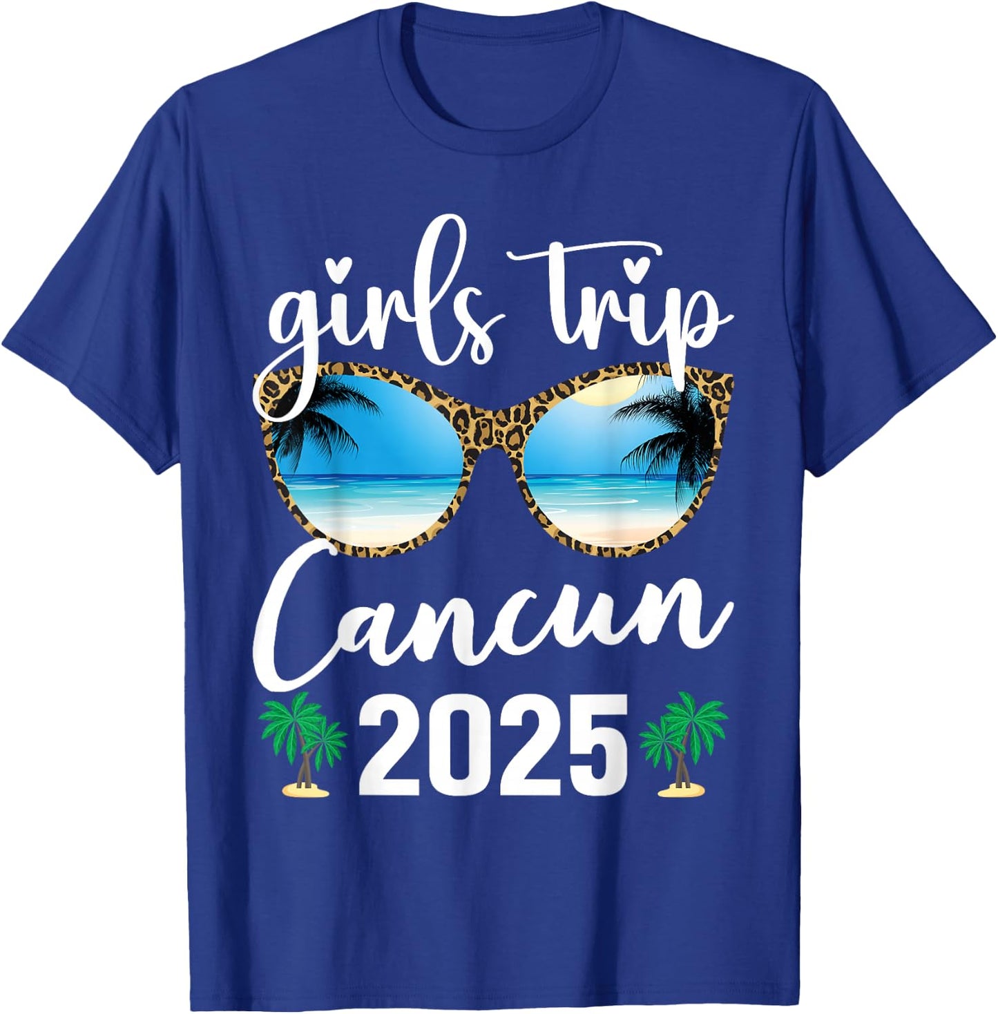 Girls Trip Cancun Mexico 2025 Leopard Sunglasses Vacation T-Shirt - T-Shirt | Royal