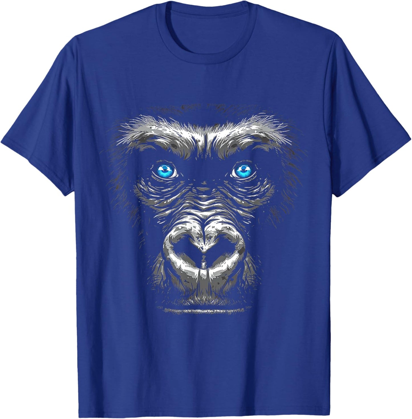 Gorilla Drawing Portrait Animal Blue Eyes Graphic Monkey T-Shirt - T-Shirt | Royal