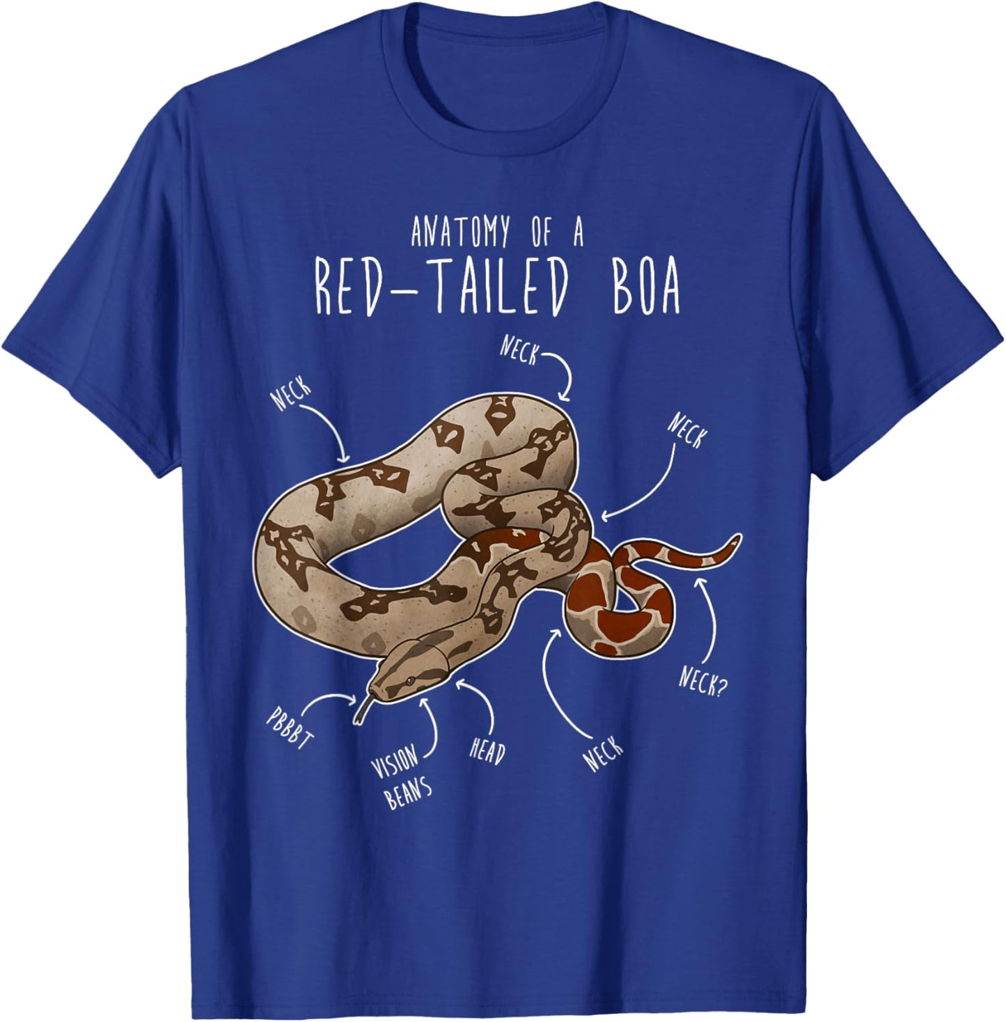 Red-Tailed Boa Snake Anatomy, Funny Cute Pet Reptile Mom Dad T-Shirt - T-Shirt | Royal
