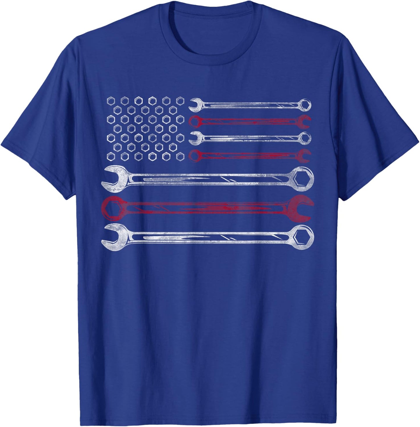 Patriotic Mechanic Flag American Car Repairman Gift USA Flag T-Shirt - T-Shirt | Royal