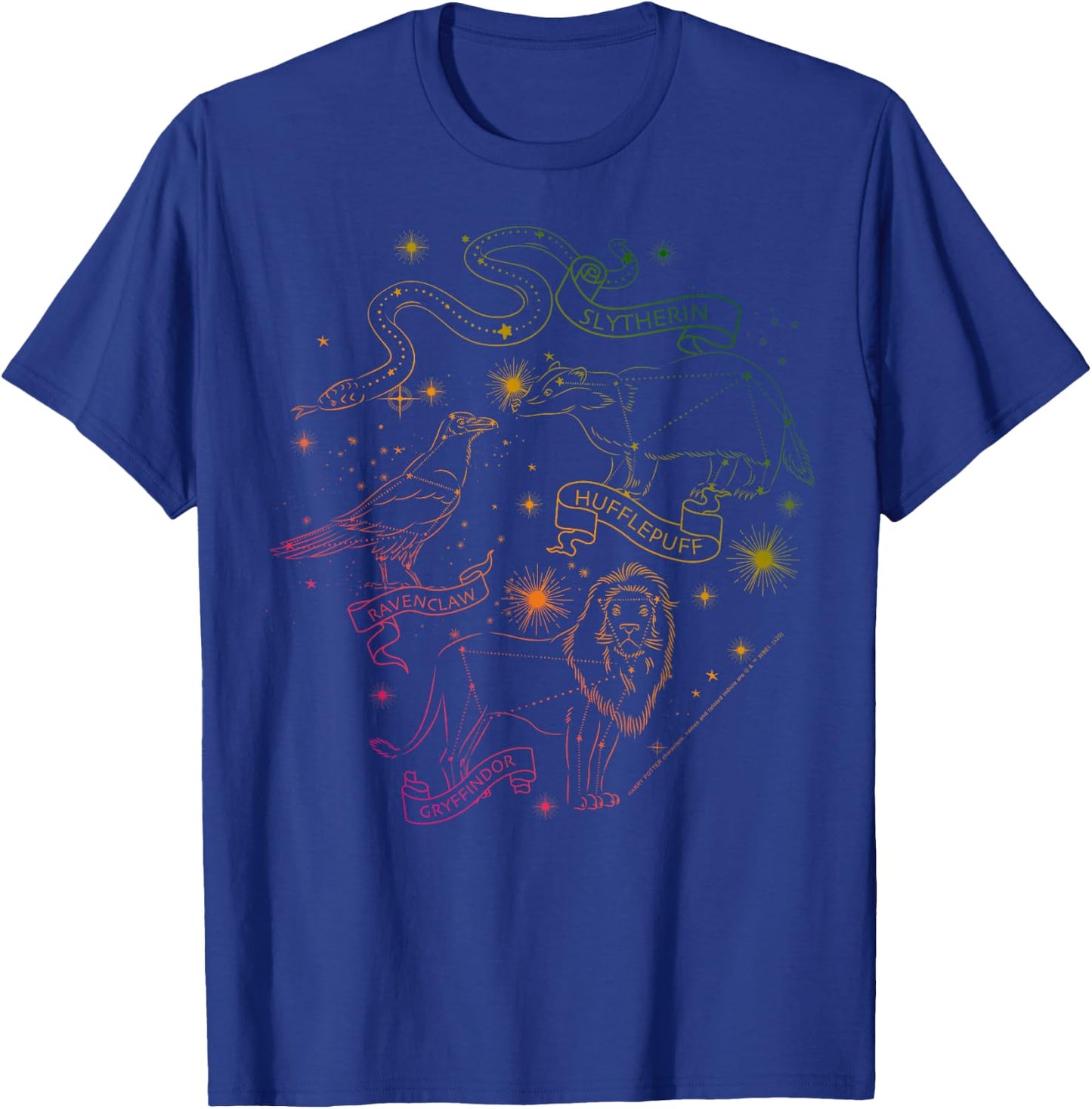 Harry Potter Hogwarts Rainbow Line Art T-Shirt - T-Shirt | Royal