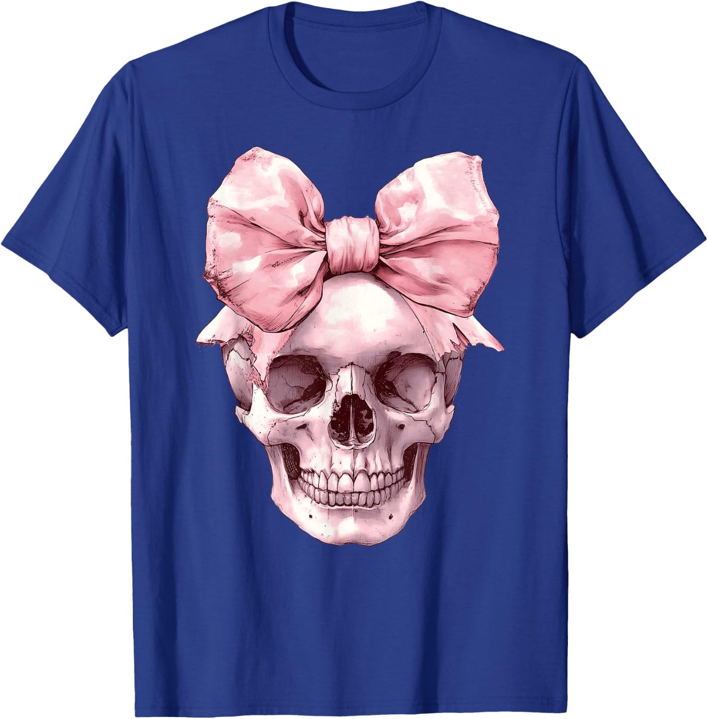 Cute Pink Coquette Bow Skull Spooky Halloween Women Girls T-Shirt - T-Shirt | Royal