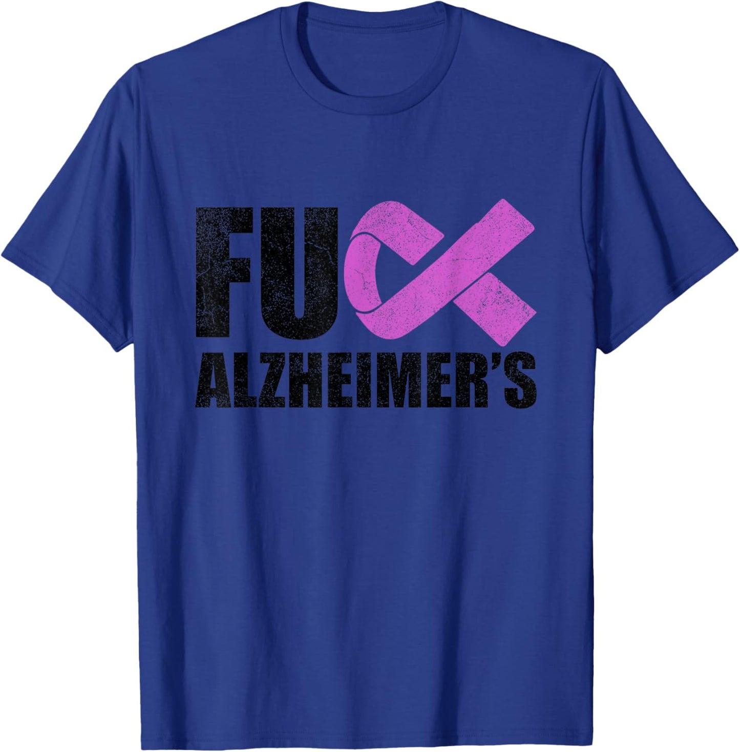 Vintage Ribbon Fuck Alzheimer’s Dementia Alzheimers Purple T-Shirt - T-Shirt | Royal