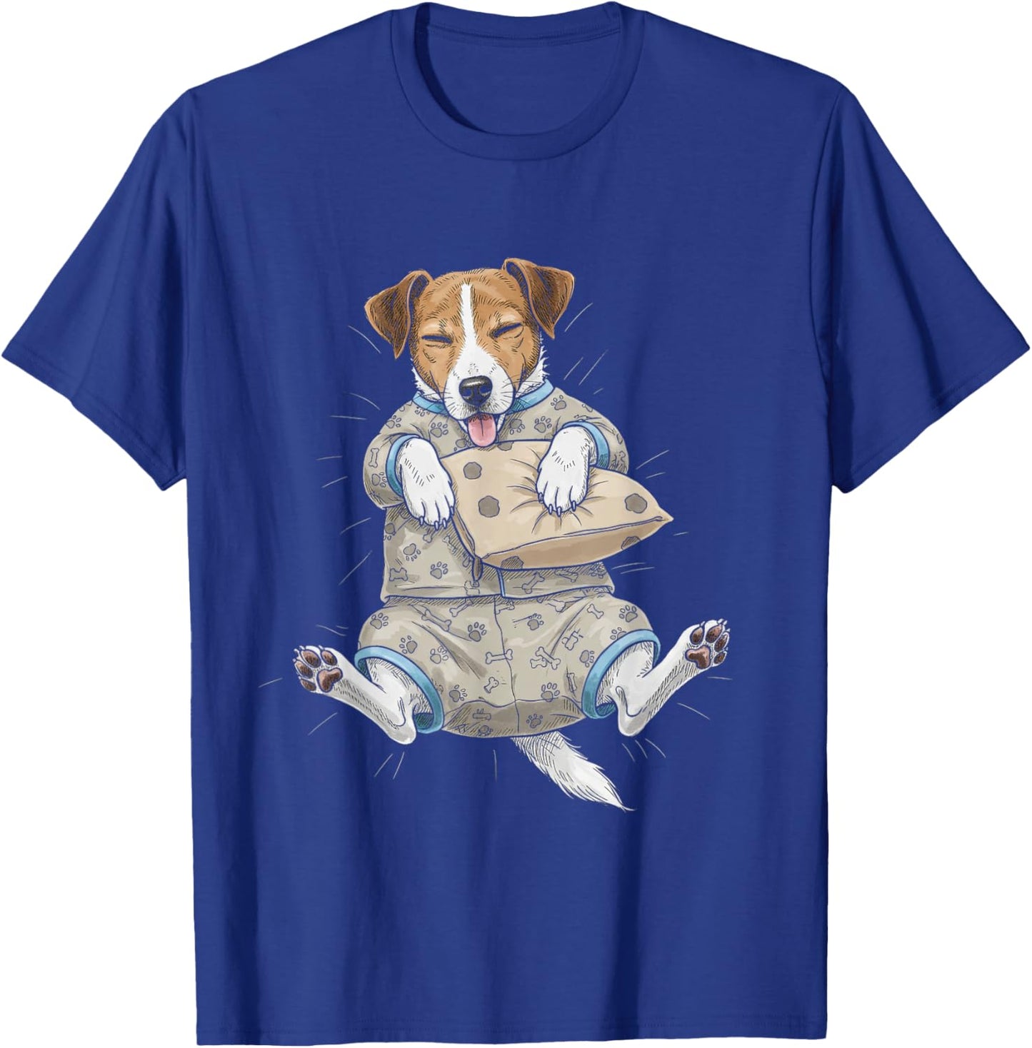 Funny Sleepy Jack Russell Terrier Dog Pajama Men Women Kids T-Shirt - T-Shirt | Royal