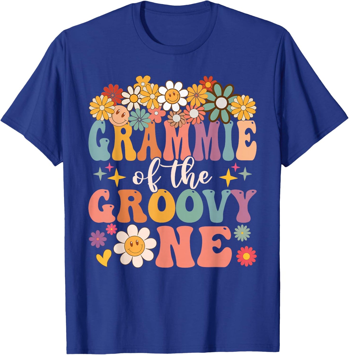 Retro Grammie of Groovy One Matching Family 1st Birthday T-Shirt - T-Shirt | Royal