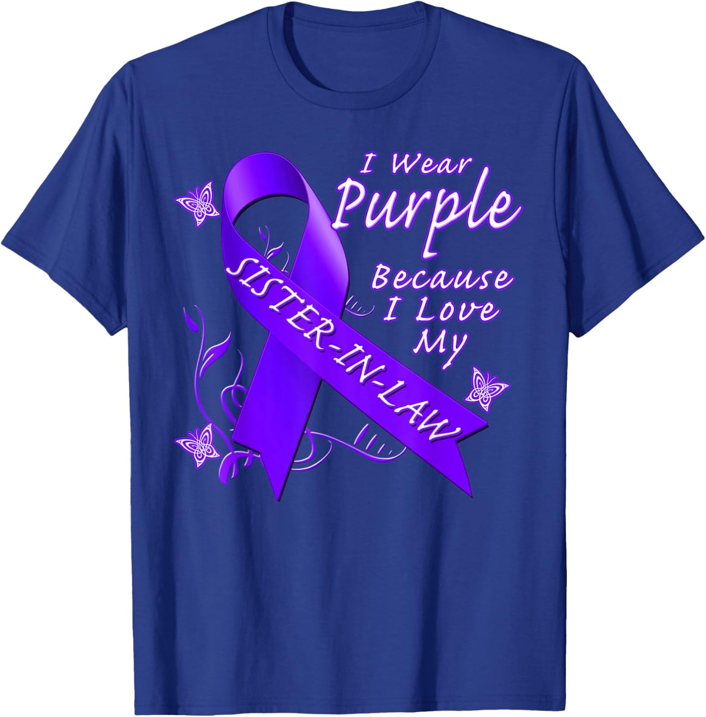 Alzheimer's Awareness Sister In Law Purple Ribbon T-Shirt - T-Shirt | Royal