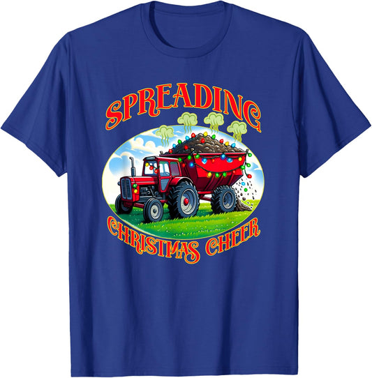 Farming farmer spreading Christmas cheer manure farm funny T-Shirt - T-Shirt | Royal