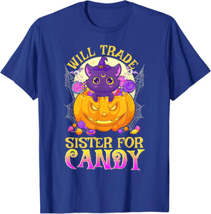 Will Trade Sister For Candy Cute Halloween T-Shirt - T-Shirt | Royal