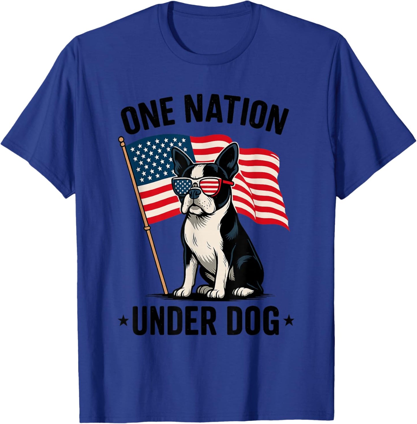 One Nation Under Dog Funny Patriotic Boston Terrier Lover Women Kids T-Shirt - T-Shirt | Royal