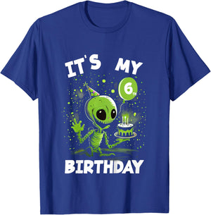 Kids It's my 6th Birthday 6 Year Old Alien T-Shirt - T-Shirt | Royal