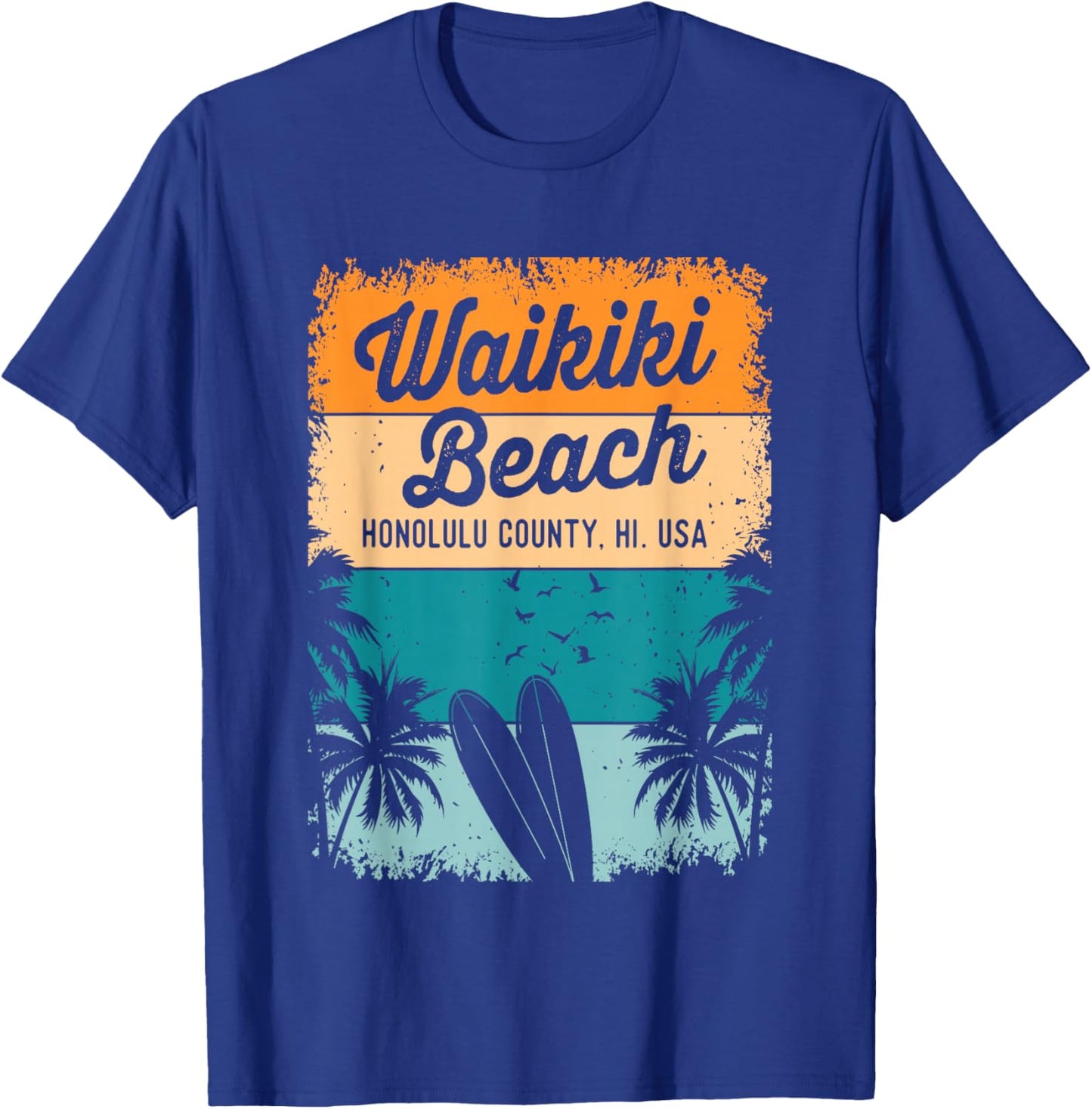 Retro Waikiki Beach Gifts Souvenir Men Women Honolulu Hawaii T-Shirt - T-Shirt | Royal