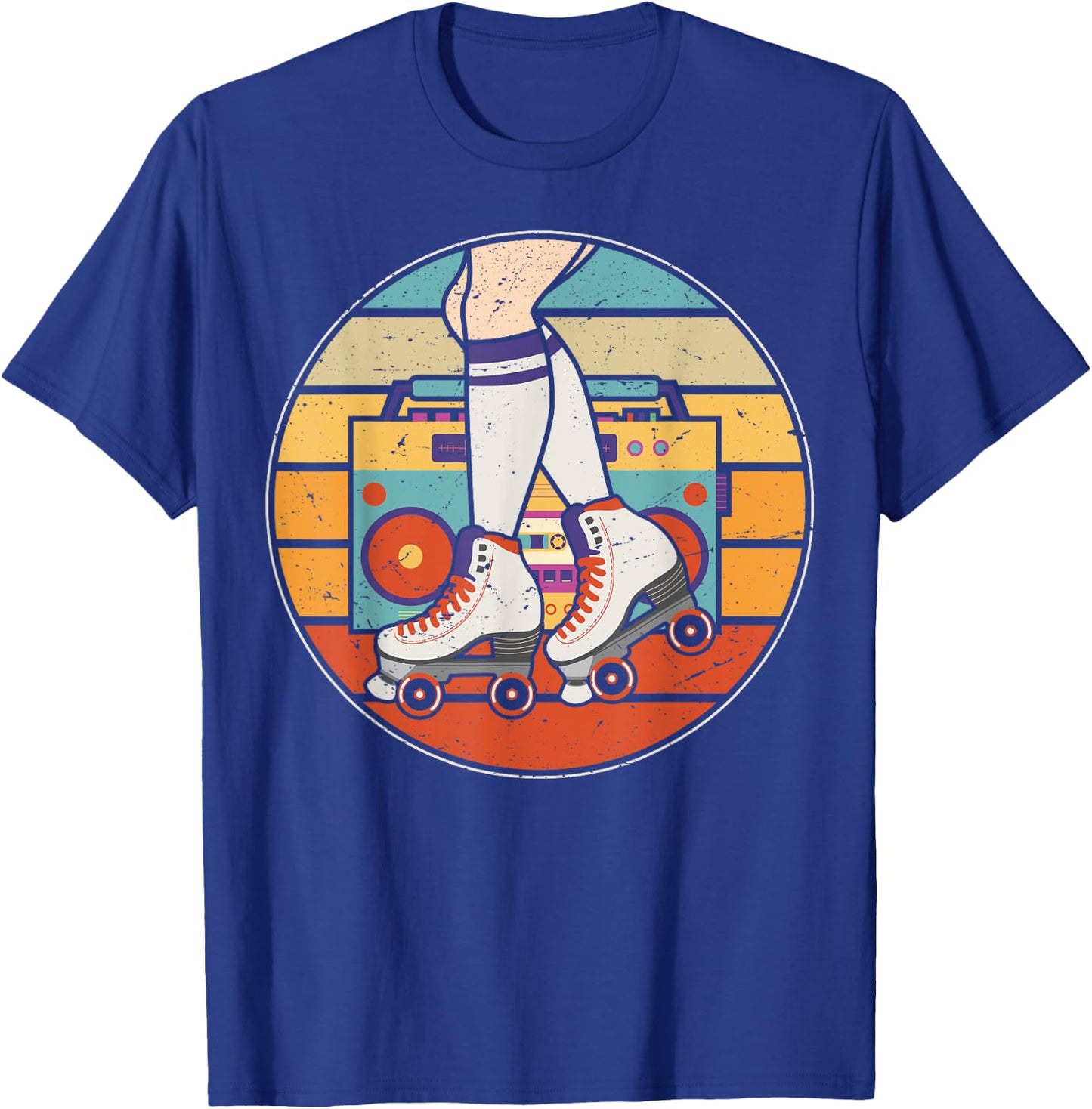 Roller Girl Skate Radio Skating Disco Retro 70s/80s T-Shirt - T-Shirt | Royal