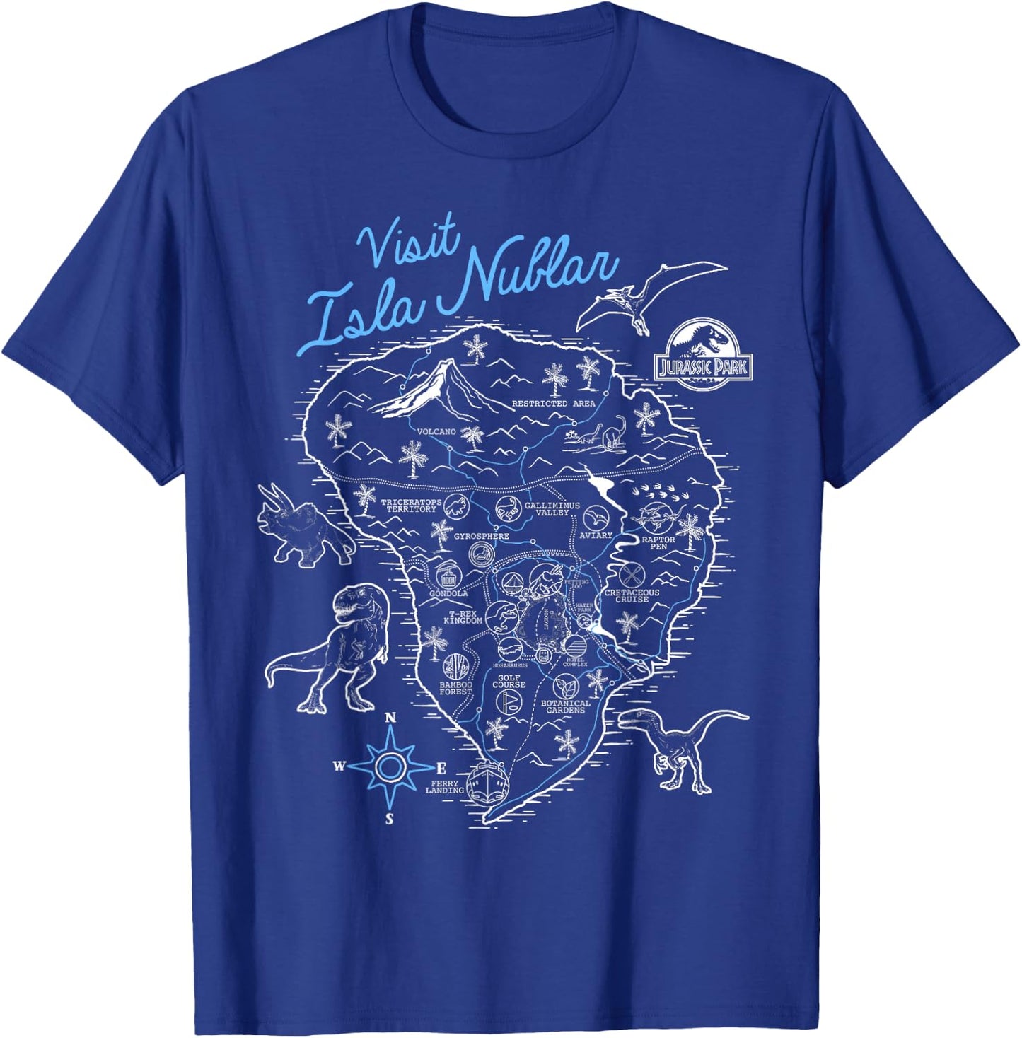 Jurassic Park Visit Isla Nublar Sketch Map Poster T-Shirt - T-Shirt | Royal