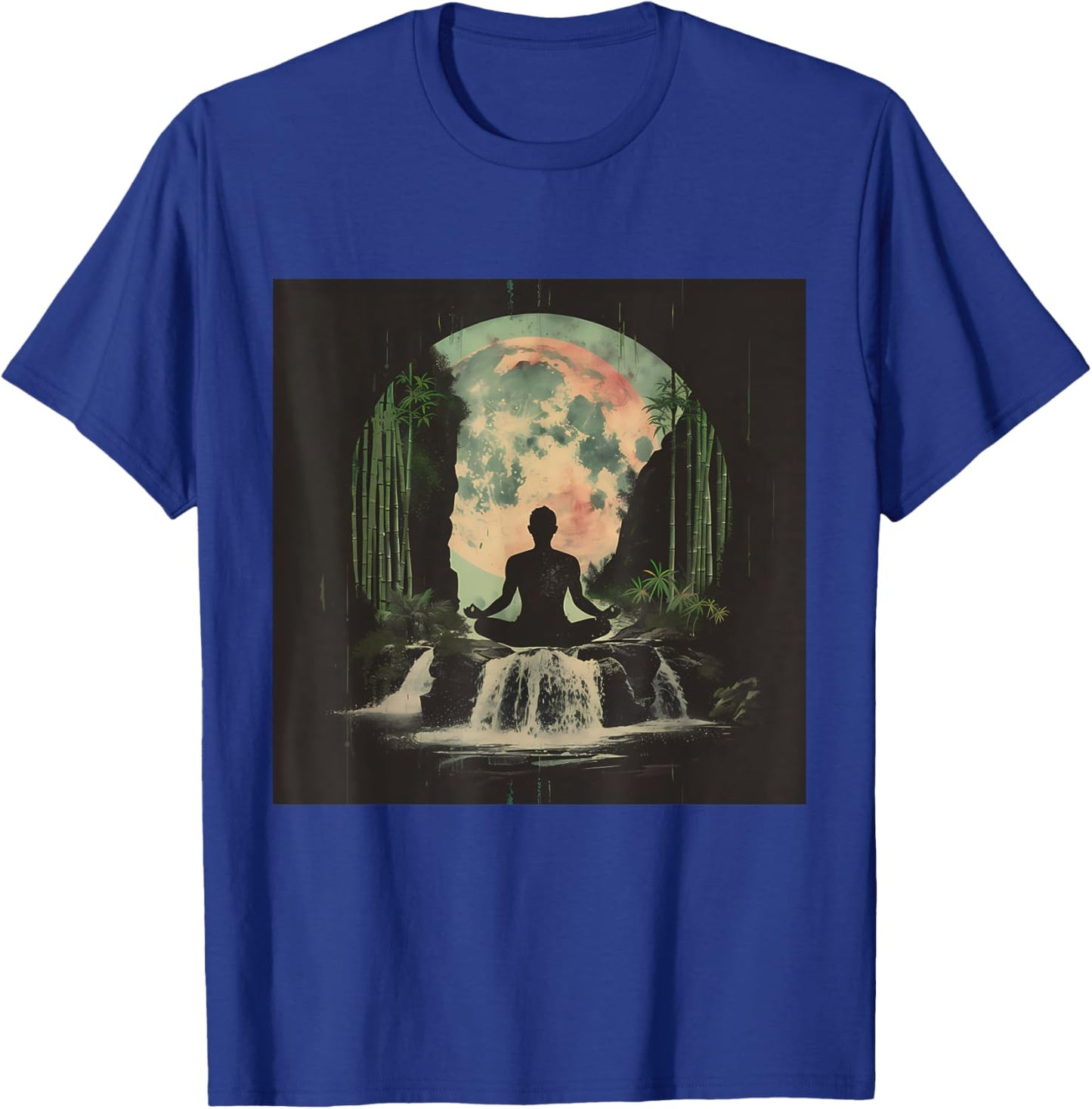 Waterfall Meditation Nature Buddhist Zen Buddha Hindu Yoga T-Shirt - T-Shirt | Royal