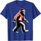 Walking Sasquatch With Santa Hat Christmas Big-foot Funny T-Shirt - T-Shirt | Royal