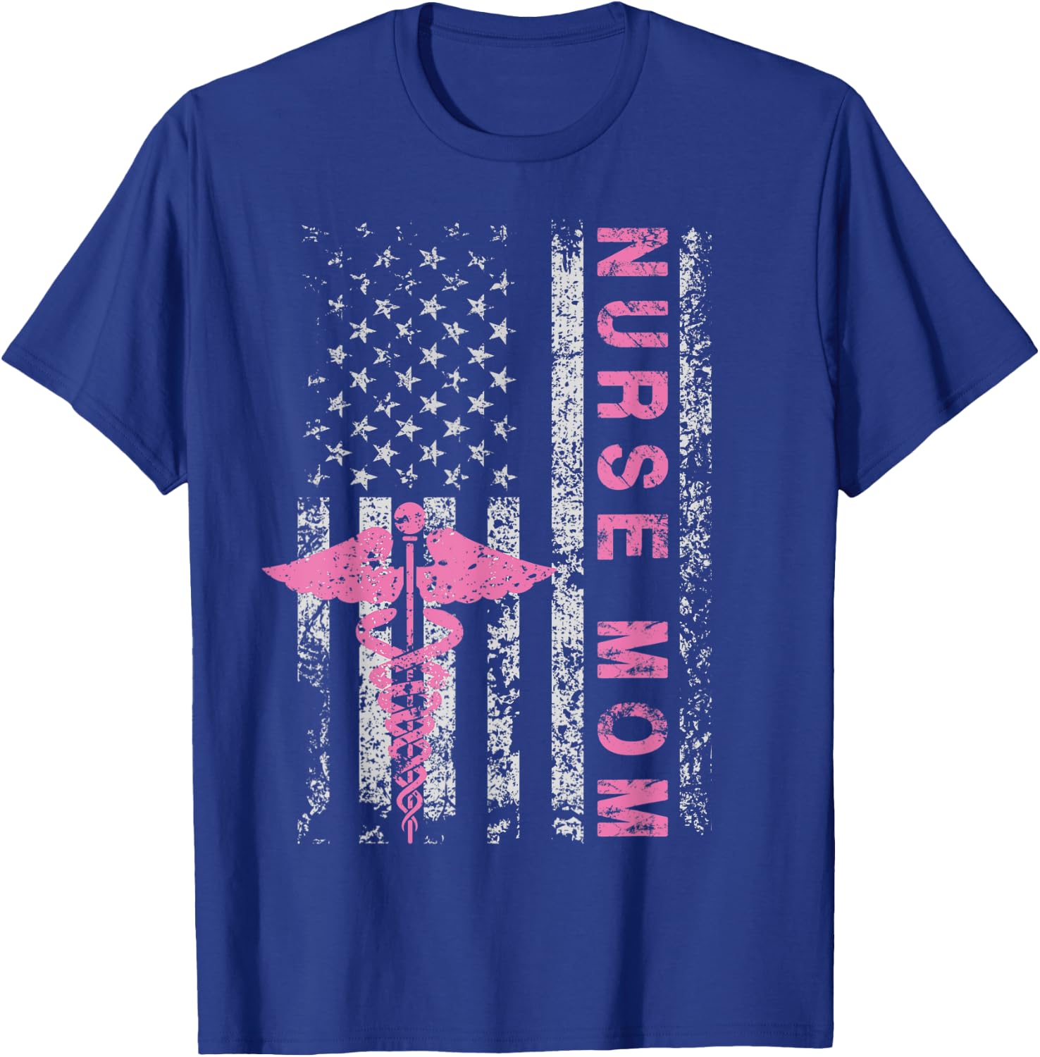 American Baby Nurse Mom USA Flag Funny Patriotic Vintage Women Men T-Shirt - T-Shirt | Royal