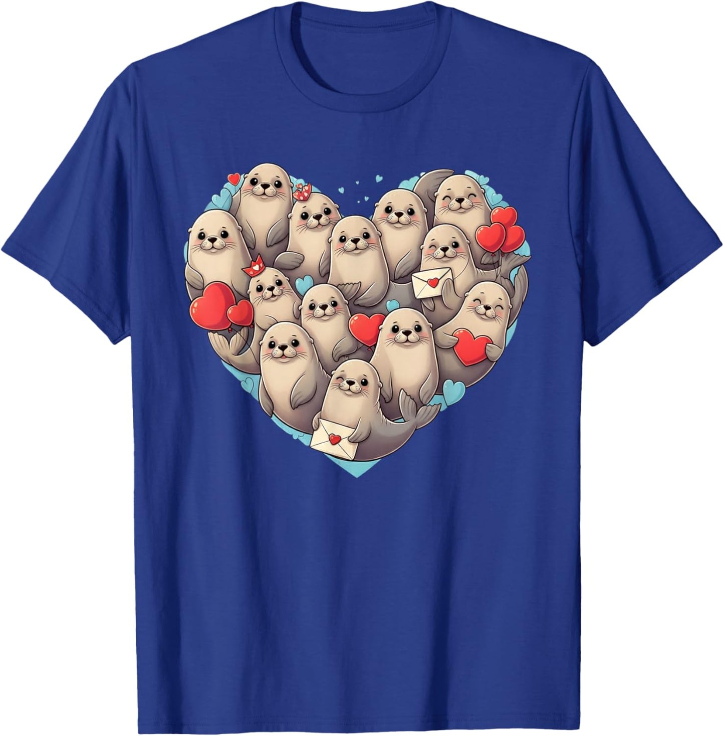 Funny Sea Lion Heart Valentine Sea Lion Kids T-Shirt - T-Shirt | Royal