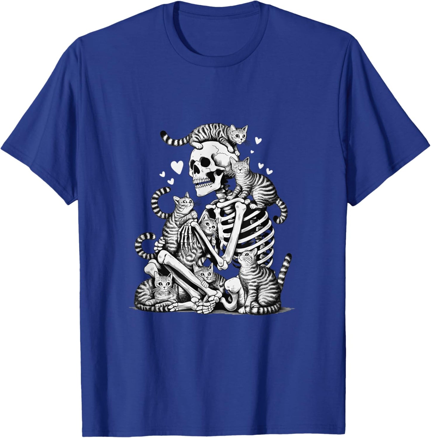 Skeleton Cat Skull Kitty Cute Halloween Men Women Kids Goth T-Shirt - T-Shirt | Royal
