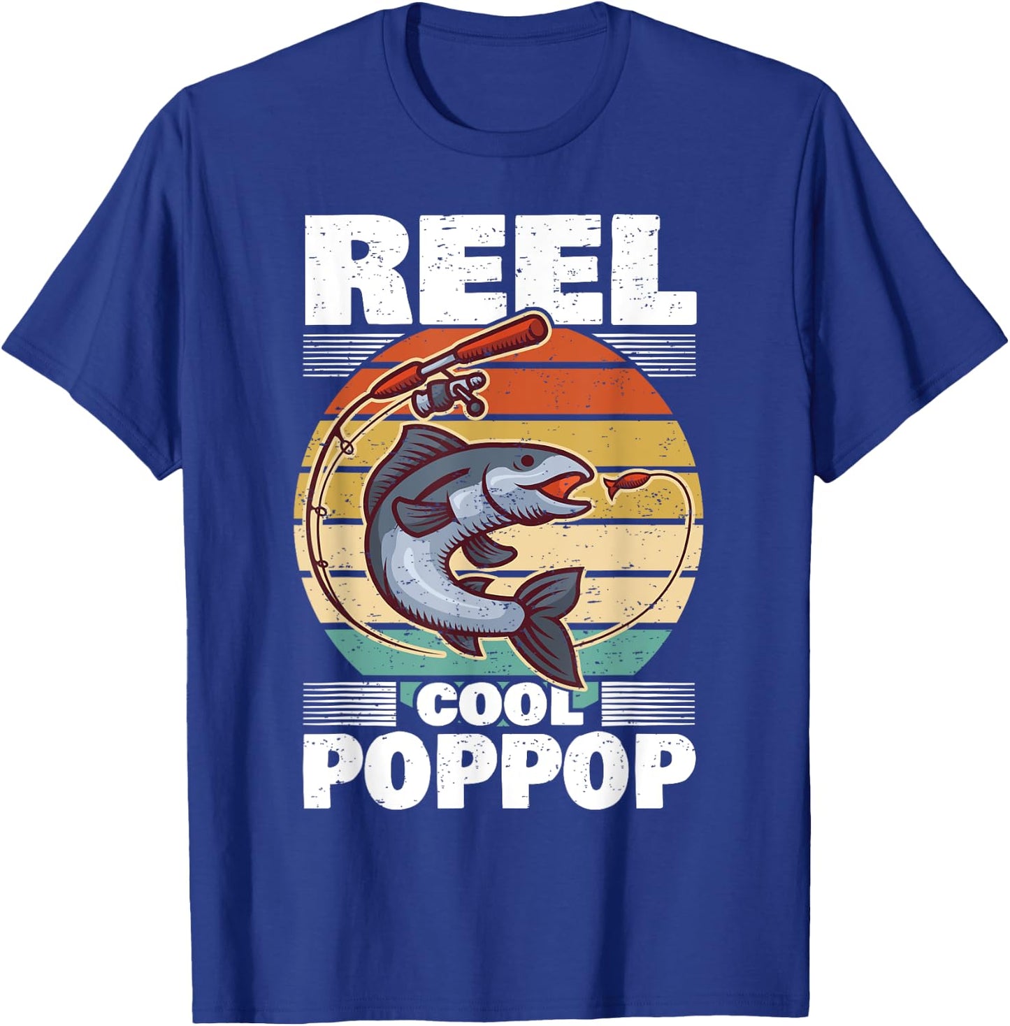 PopPop Father's Day Fish Angling Fishing Angler Reel T-Shirt - T-Shirt | Royal