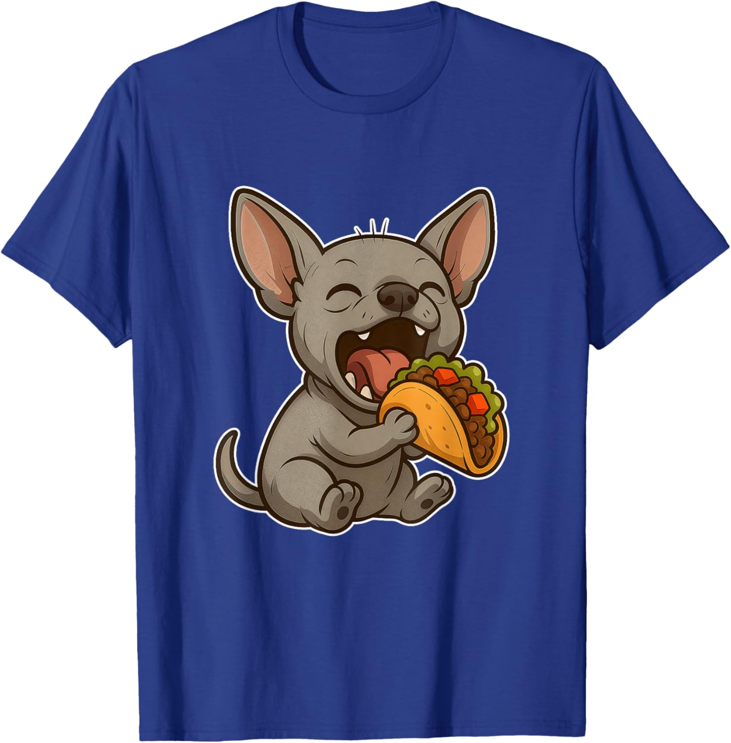 Funny Xolo Dog Eating a Big Taco Kawaii Cartoon T-Shirt - T-Shirt | Royal