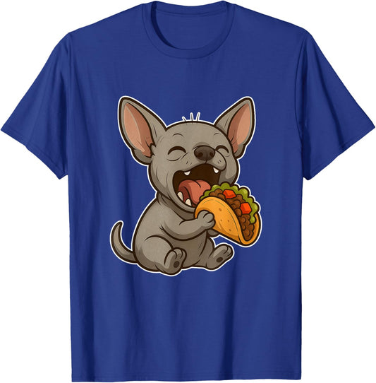 Funny Xolo Dog Eating a Big Taco Kawaii Cartoon T-Shirt - T-Shirt | Royal