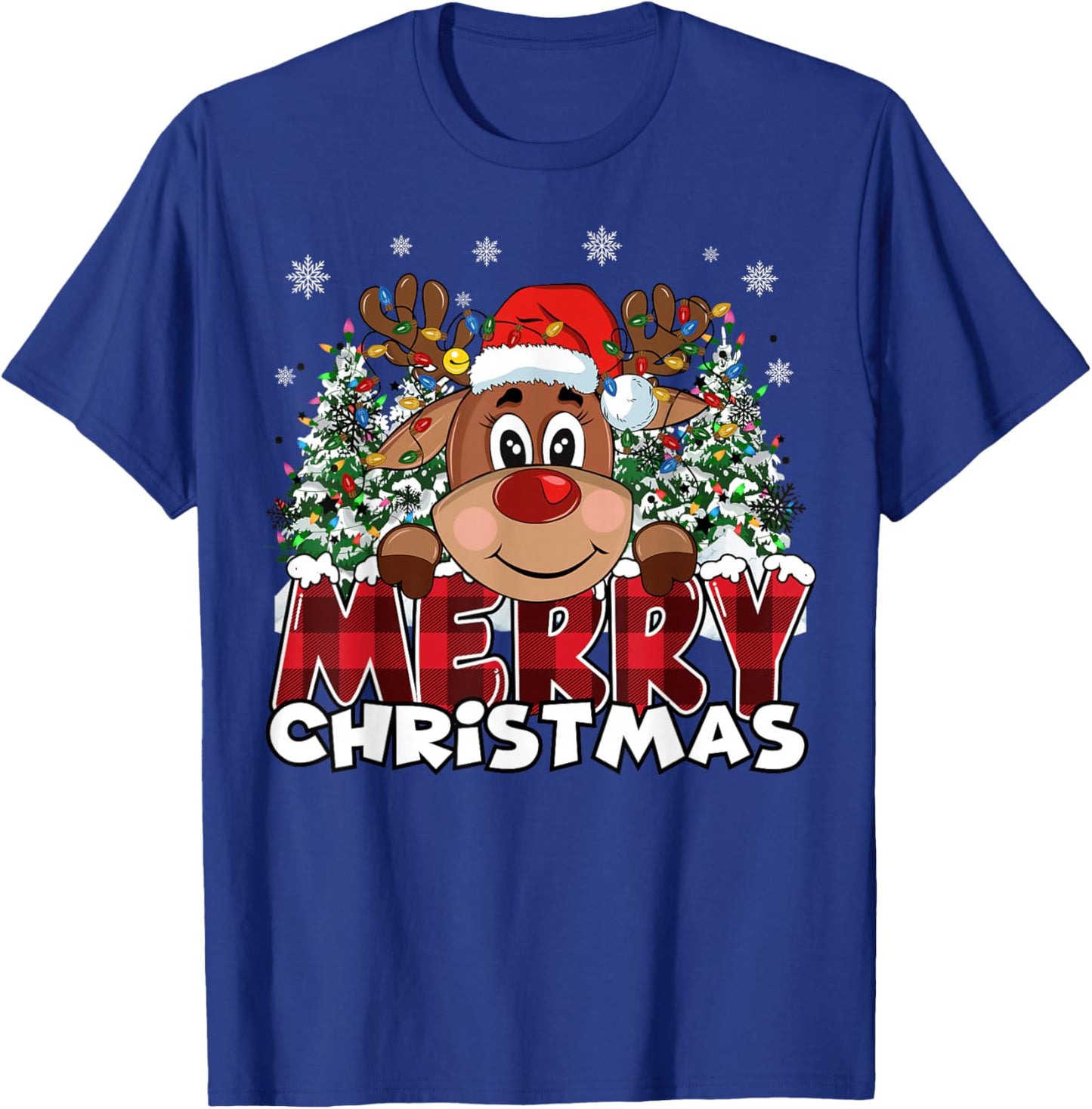 Funny Reindeer Xmas Men Women Family Merry Christmas T-Shirt - T-Shirt | Royal