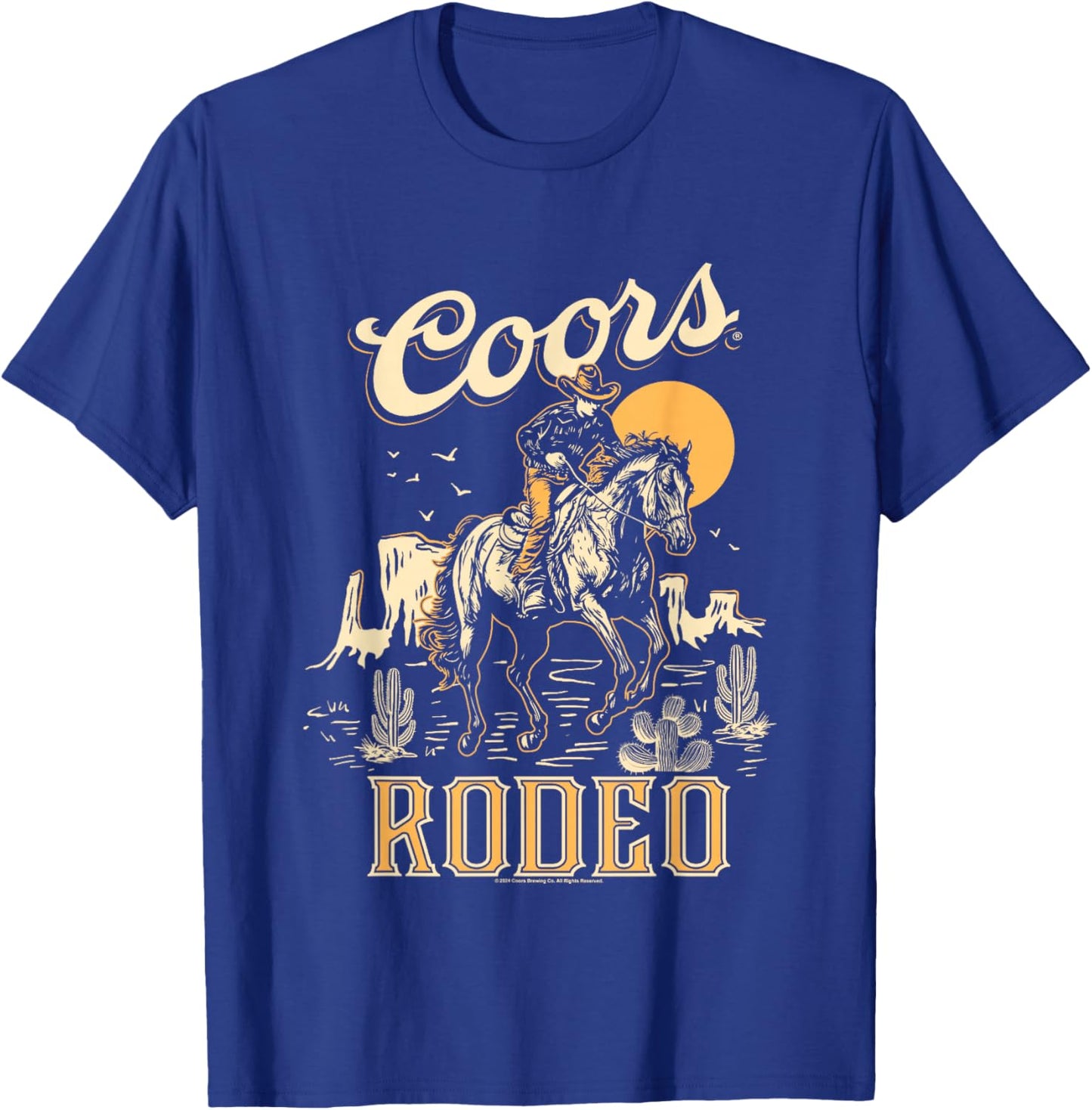Coors Brewing Company Rodeo Vintage Outline Big Chest Poster T-Shirt - T-Shirt | Royal