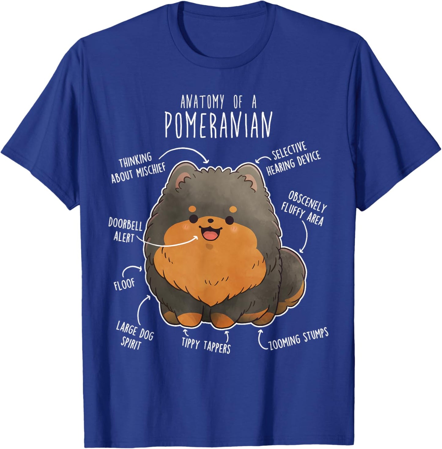 Black and Tan Pomeranian Dog Anatomy, Funny Cute Pet Pom Mom T-Shirt - T-Shirt | Royal
