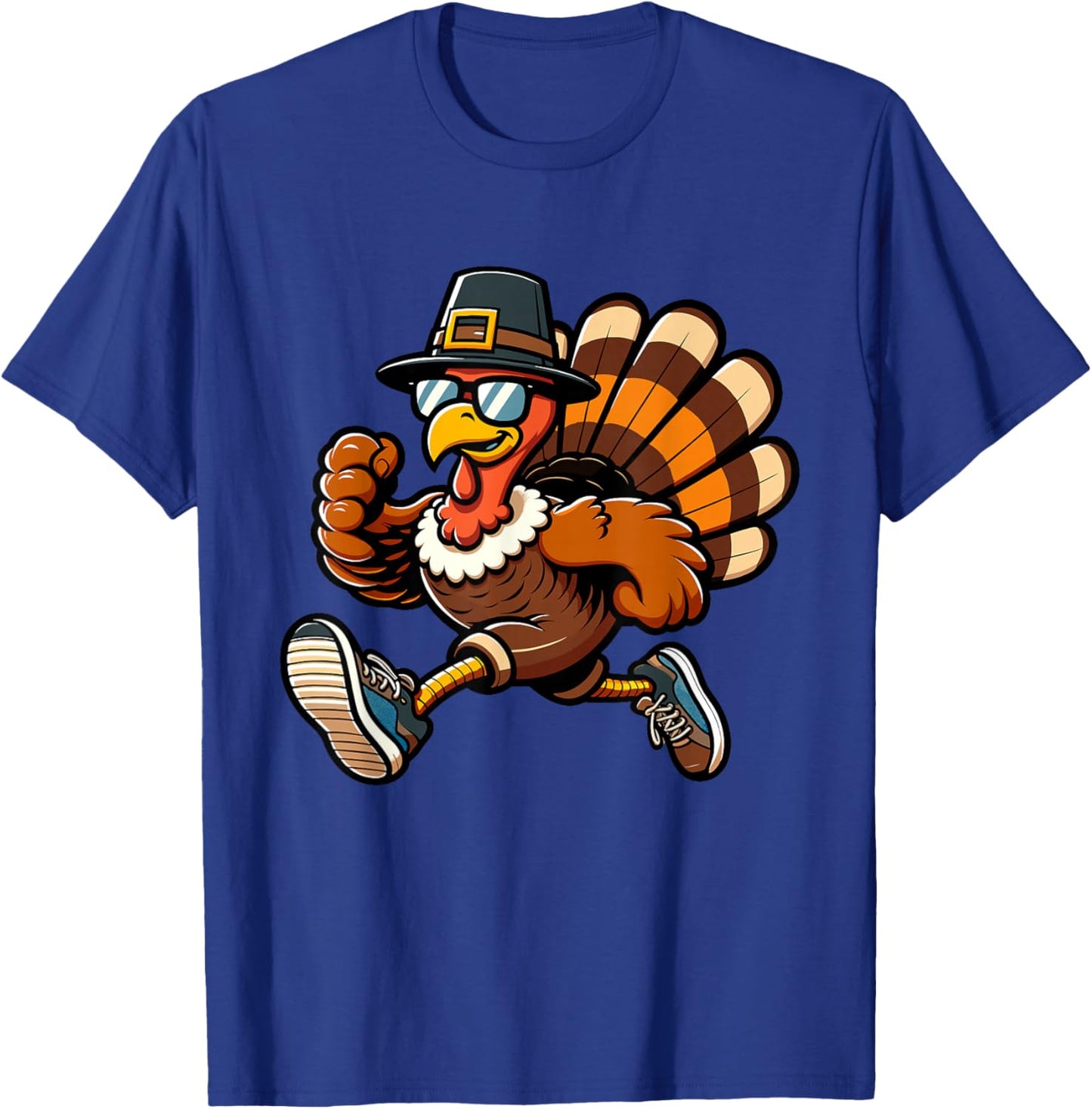 Running Turkey- Turkey Trot Running Thanksgiving T-Shirt - T-Shirt | Royal