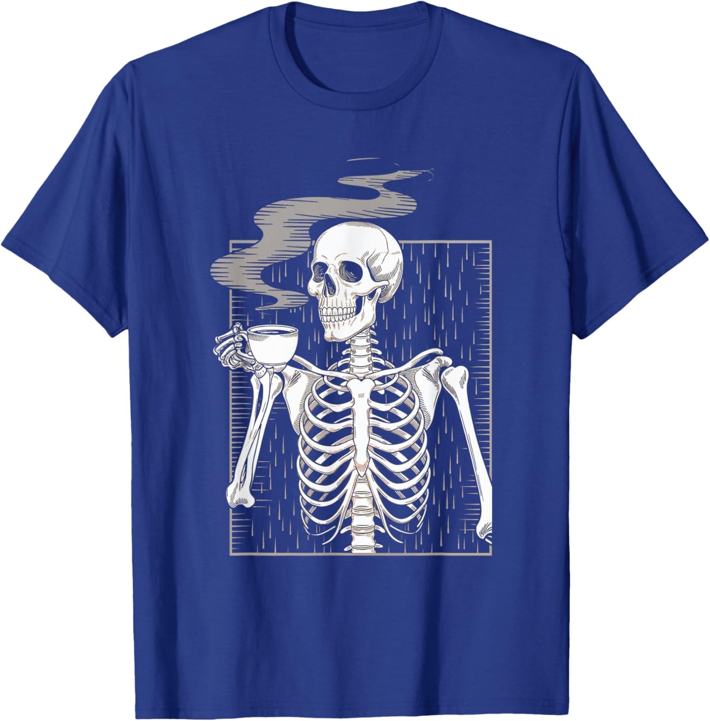 Skeleton Drinking Coffee Caffeine Skull Coffee Lover T-Shirt - T-Shirt | Royal