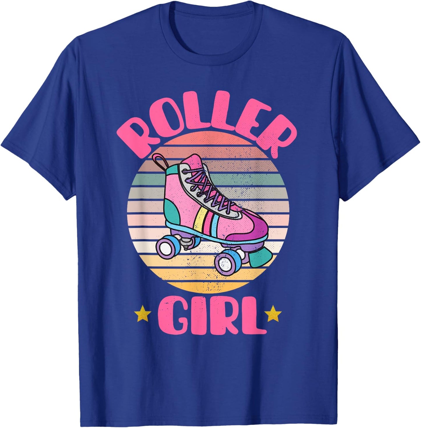 Retro Rollerskates Funny 80's Roller Disco Skating Girl Cool T-Shirt - T-Shirt | Royal