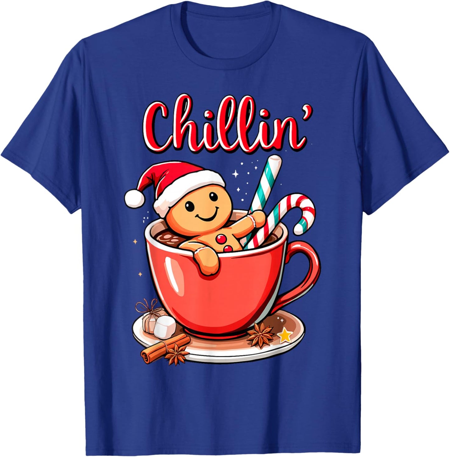 Christmas Chillin' Gingerbread Coffee Bath Funny Xmas Party T-Shirt - T-Shirt | Royal