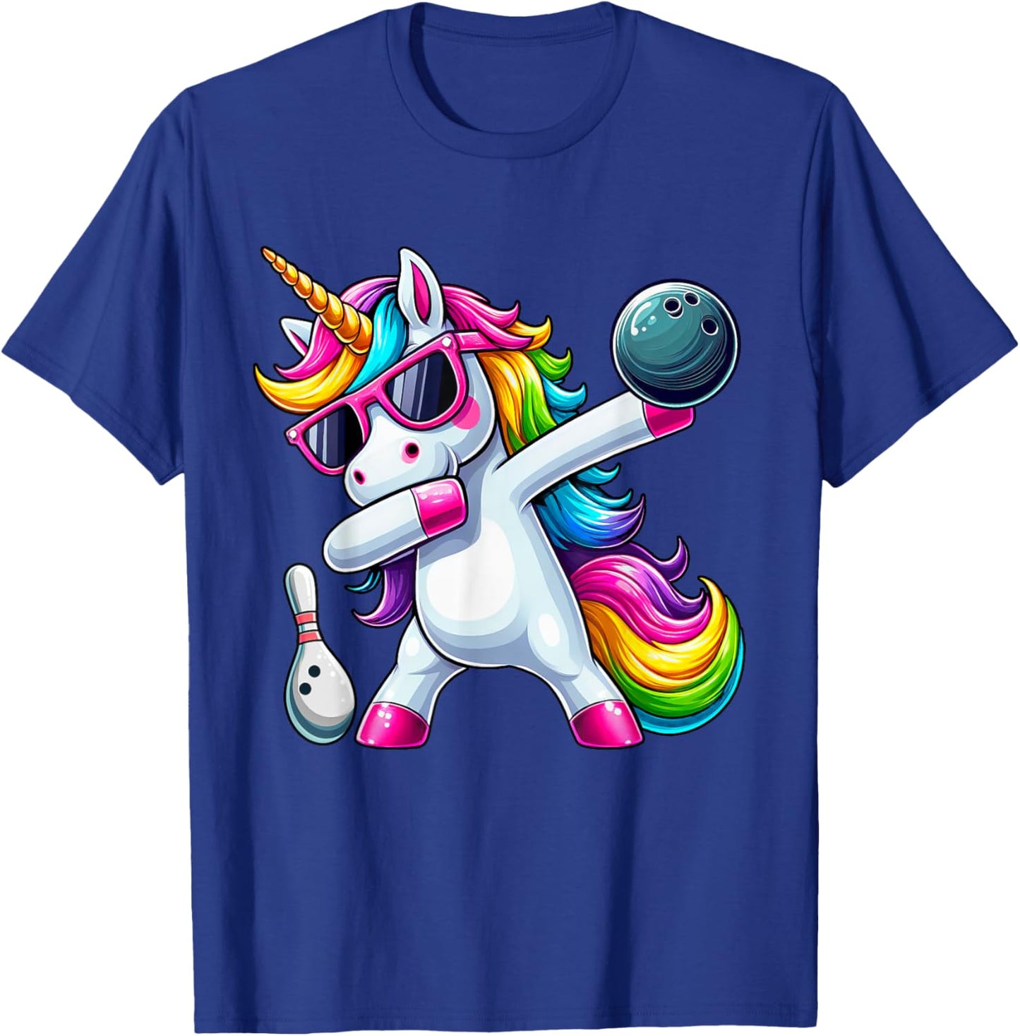 Birthday Girls Funny Dabbing Bowling Unicorn Dab Girls T-Shirt - T-Shirt | Royal