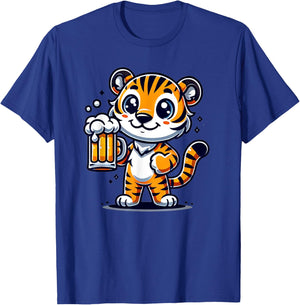 Cute Tiger Drinking Beer T-Shirt - T-Shirt | Royal