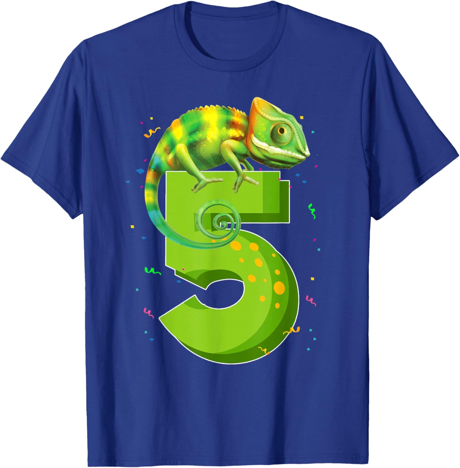 5 Years Old Birthday Chameleon Themed Party 5th Birthday T-Shirt - T-Shirt | Royal