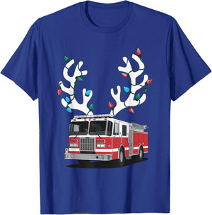 Firetruck Christmas T-Shirt - T-Shirt | Royal