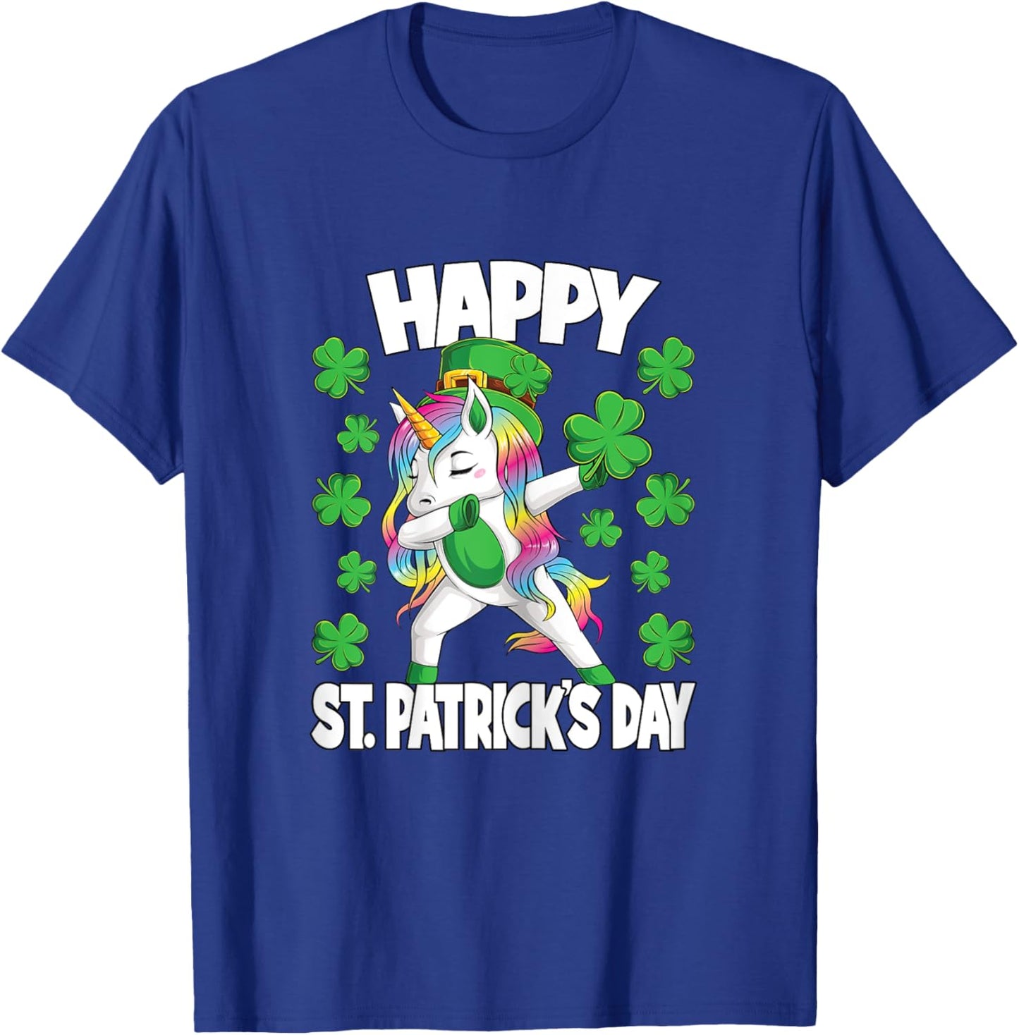 Happy St Patricks Day Irish Unicorn Lepricorn Girls Kids T-Shirt - T-Shirt | Royal