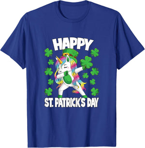 Happy St Patricks Day Irish Unicorn Lepricorn Girls Kids T-Shirt - T-Shirt | Royal