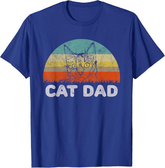 Retro Style Cat Dad Gift Cat Lover Men T-Shirt - T-Shirt | Royal