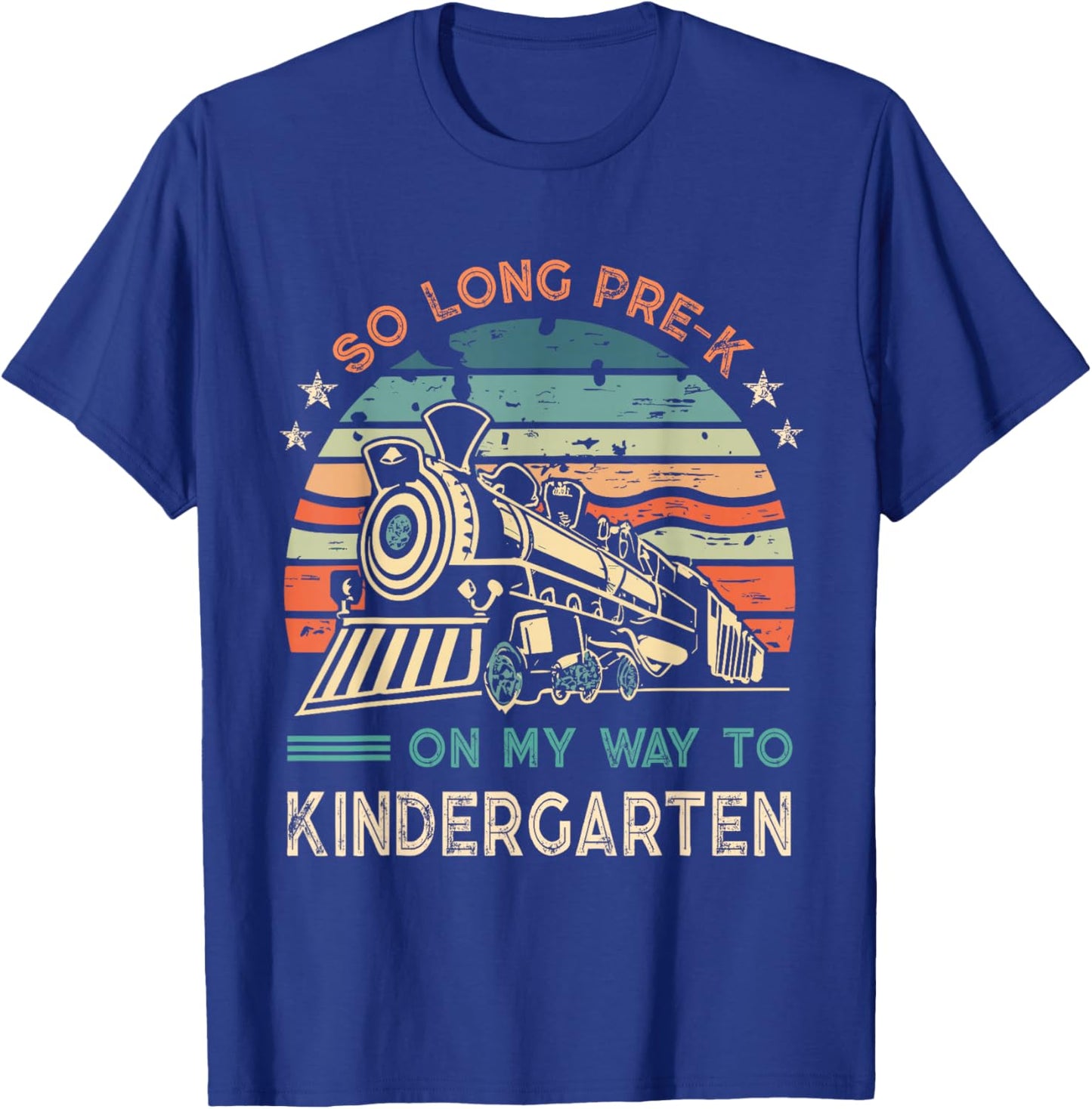Pre-k Graduation To Kindergarten Retro Vintage Train Kids T-Shirt - T-Shirt | Royal