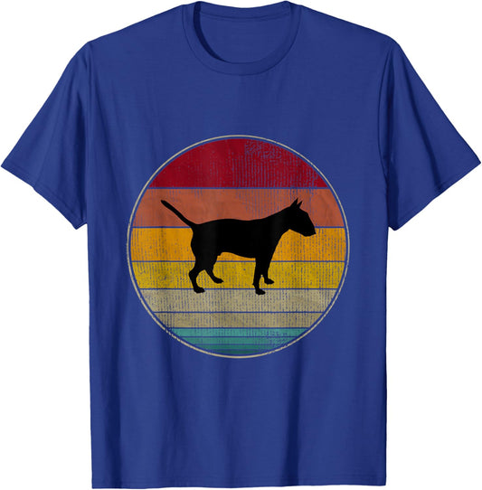 Bull Terrier Dog Silhouette Pet Lovers Vintage Retro T-Shirt - T-Shirt | Royal