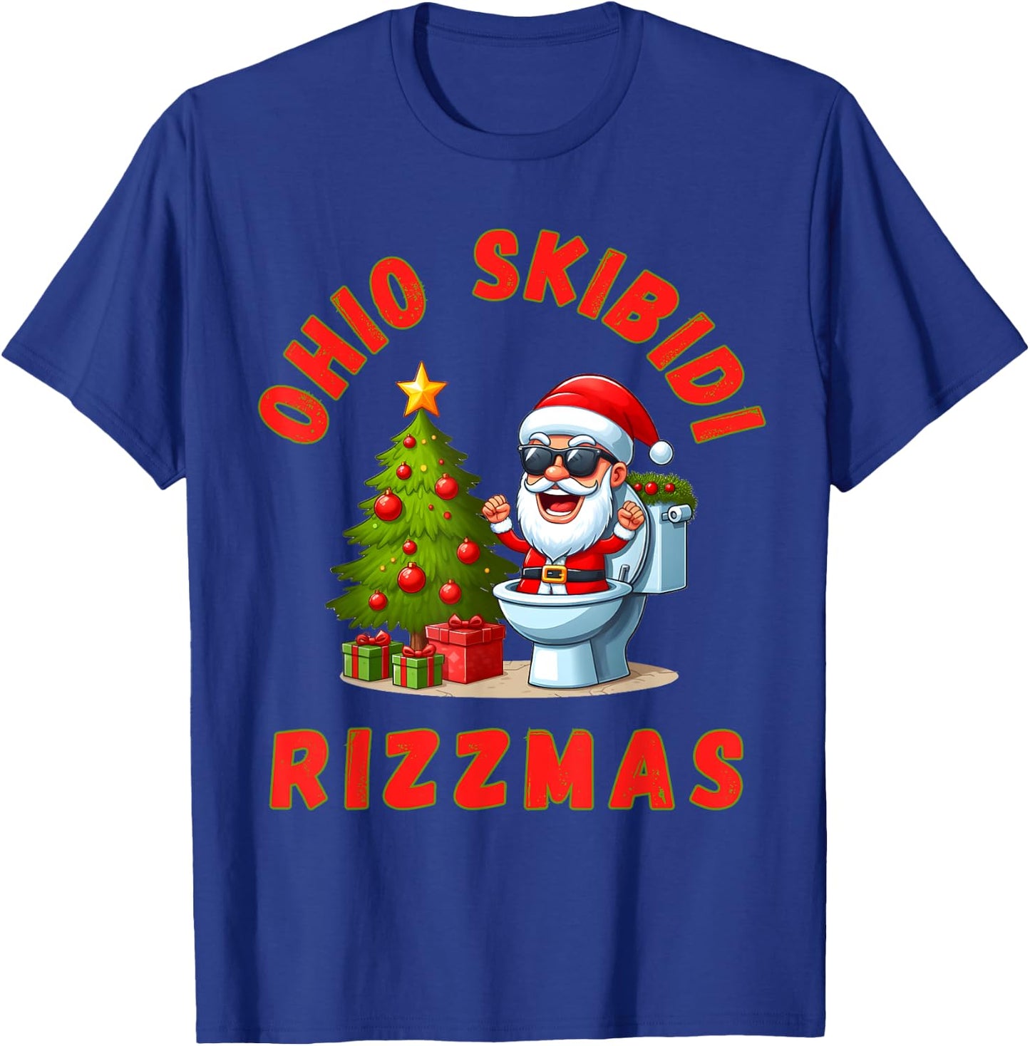 Ohio Skibidi Rizzmas Funny Christmas Rizz Gyatt Rizz Santa T-Shirt - T-Shirt | Royal