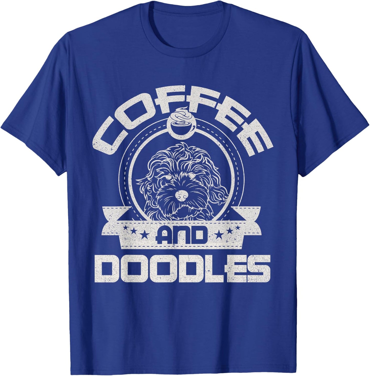 Coffee And Doodles Coffee Drinking Dog Owner Lover T-Shirt - T-Shirt | Royal
